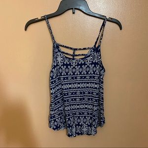 Dark Blue and White Pattern Top
